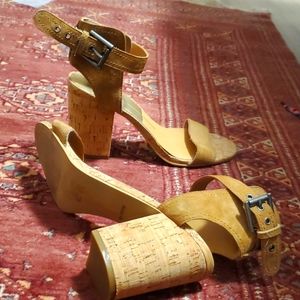 Brown suede ankle strap shoes